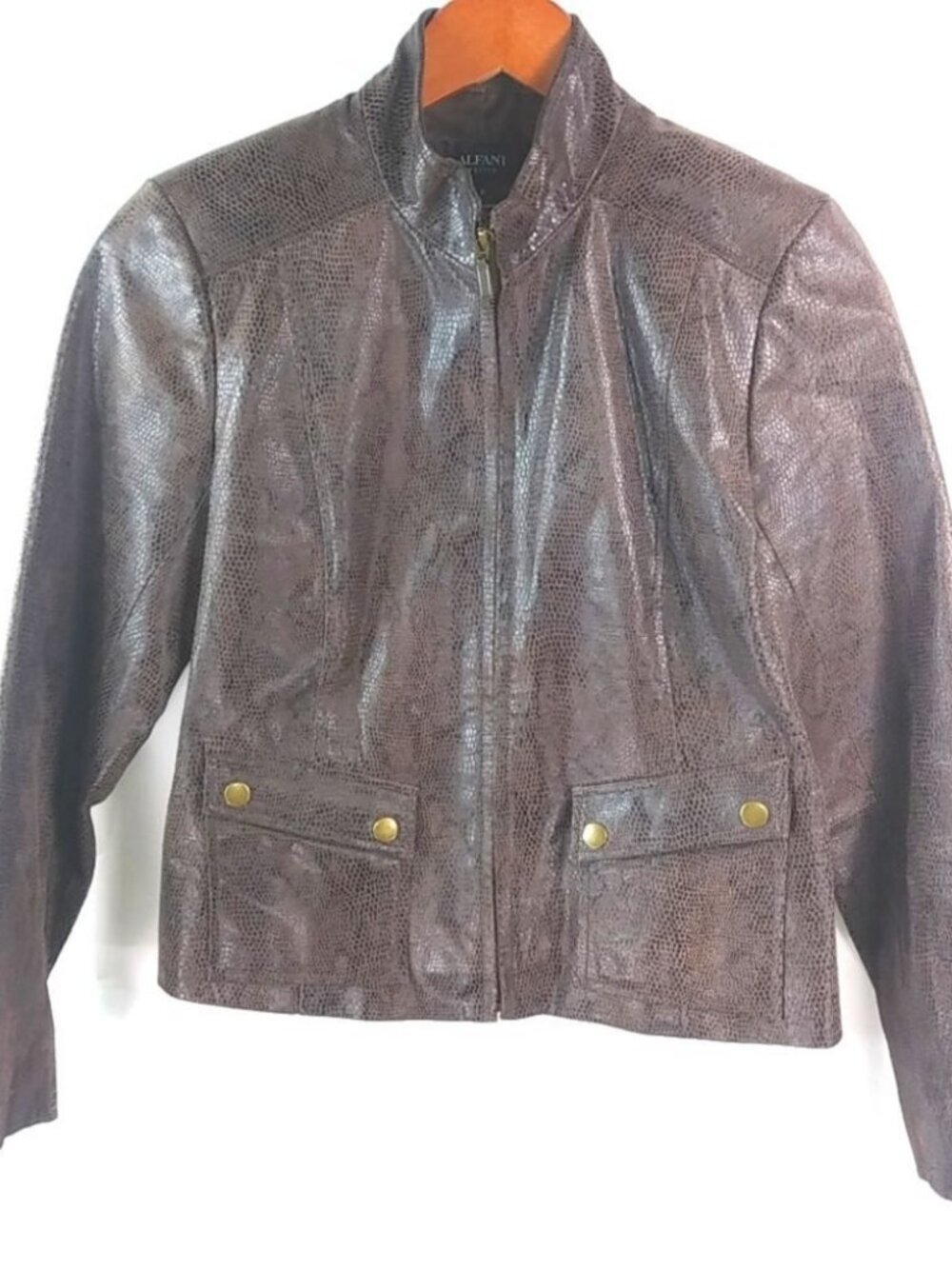 Alfani S Petite Leather Zip Jacket